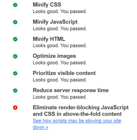 Google TestMySite render-blocking JavaScript